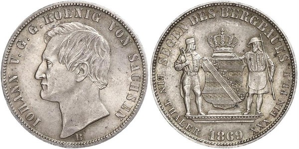 1 Thaler Royaume de Saxe (1806 - 1918) Argent Jean Ier de Saxe (1801-1873)