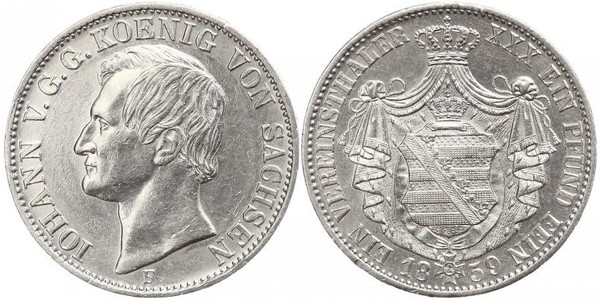 1 Thaler Royaume de Saxe (1806 - 1918) Argent Jean Ier de Saxe (1801-1873)