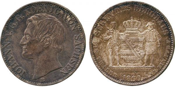 1 Thaler Royaume de Saxe (1806 - 1918) Argent Jean Ier de Saxe (1801-1873)