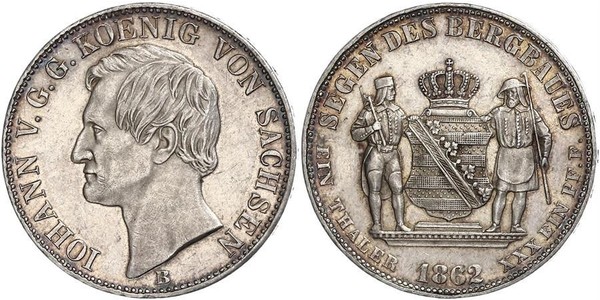 1 Thaler Royaume de Saxe (1806 - 1918) Argent Jean Ier de Saxe (1801-1873)