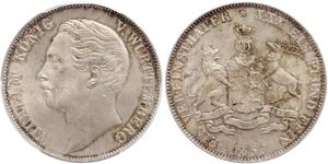 1 Thaler Royaume de Wurtemberg (1806-1918) Argent Guillaume Ier de Wurtemberg