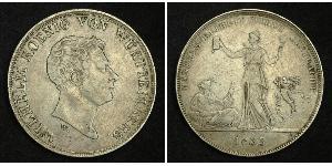 1 Thaler Royaume de Wurtemberg (1806-1918) Argent Guillaume Ier de Wurtemberg