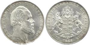 1 Thaler Royaume de Wurtemberg (1806-1918) Argent Charles Ier de Wurtemberg