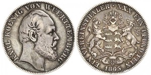 1 Thaler Royaume de Wurtemberg (1806-1918) Argent Charles Ier de Wurtemberg