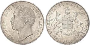 1 Thaler Royaume de Wurtemberg (1806-1918) Argent Guillaume Ier de Wurtemberg