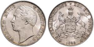 1 Thaler Royaume de Wurtemberg (1806-1918) Argent Guillaume Ier de Wurtemberg