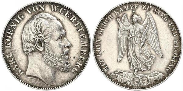 1 Thaler Royaume de Wurtemberg (1806-1918) Argent Charles Ier de Wurtemberg