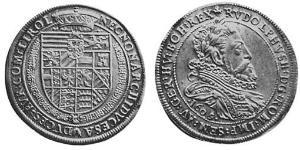 1 Thaler Saint-Empire romain germanique (962-1806) Argent Rodolphe II du Saint-Empire (1552 - 1612)