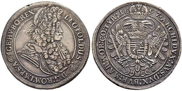 1 Thaler Saint-Empire romain germanique (962-1806) / Hongrie Argent Léopold Ier de Habsbourg(1640-1705)