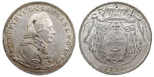 1 Thaler Salzbourg / Ååstenrik Argent Hieronymus von Colloredo-Mannsfeld (1732 - 1812)