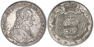 1 Thaler Salzbourg / Ååstenrik Argent Hieronymus von Colloredo-Mannsfeld (1732 - 1812)