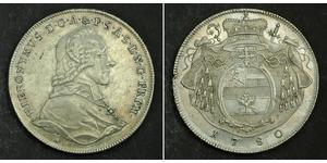 1 Thaler Salzbourg / Ååstenrik Argent Hieronymus von Colloredo-Mannsfeld (1732 - 1812)