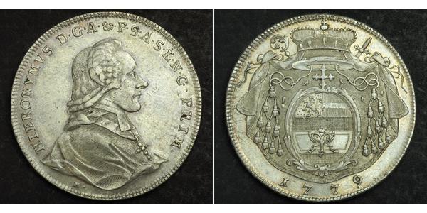 1 Thaler Salzbourg / Ååstenrik Argent Hieronymus von Colloredo-Mannsfeld (1732 - 1812)