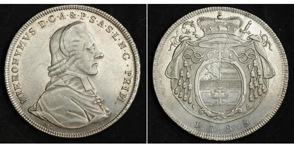 1 Thaler Salzbourg / Ååstenrik Argent Hieronymus von Colloredo-Mannsfeld (1732 - 1812)