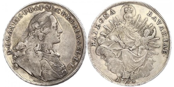1 Thaler Électorat de Bavière (1623 - 1806) Argent Maximilien III Joseph de Bavière(1727 – 1777)