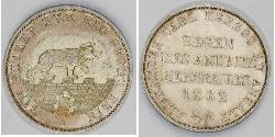 1 Thaler Anhalt-Bernburg (1603 - 1863) Argento Alessandro Carlo di Anhalt-Bernburg(1805 – 1863)