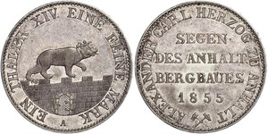 1 Thaler Anhalt-Bernburg (1603 - 1863) Argento Alessandro Carlo di Anhalt-Bernburg(1805 – 1863)