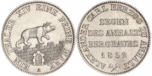 1 Thaler Anhalt-Bernburg (1603 - 1863) Argento Alessandro Carlo di Anhalt-Bernburg(1805 – 1863)