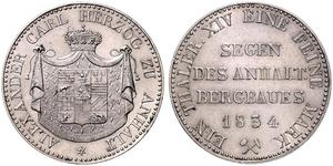 1 Thaler Anhalt-Bernburg (1603 - 1863) Argento Alessio Federico Cristiano di Anhalt-Bernburg(1767 – 1834)