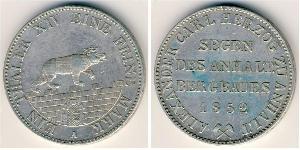 1 Thaler Anhalt-Bernburg (1603 - 1863) Argento Alessandro Carlo di Anhalt-Bernburg(1805 – 1863)