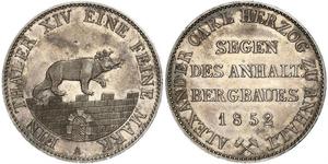 1 Thaler Anhalt-Bernburg (1603 - 1863) Argento Alessandro Carlo di Anhalt-Bernburg(1805 – 1863)