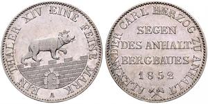 1 Thaler Anhalt-Bernburg (1603 - 1863) Argento Alessandro Carlo di Anhalt-Bernburg(1805 – 1863)