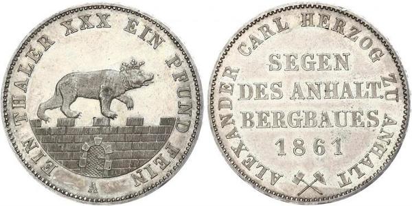 1 Thaler Anhalt-Bernburg (1603 - 1863) Argento Alessandro Carlo di Anhalt-Bernburg(1805 – 1863)