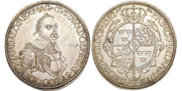 1 Thaler Augusta (Germania) (1276 - 1803) Argento Gustavo II Adolfo di Svezia(1594 – 1632)