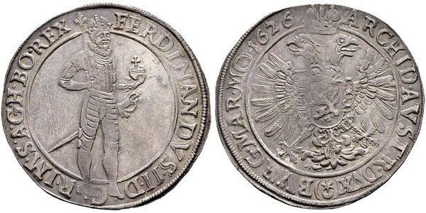 1 Thaler Boemia Argento Ferdinando II d