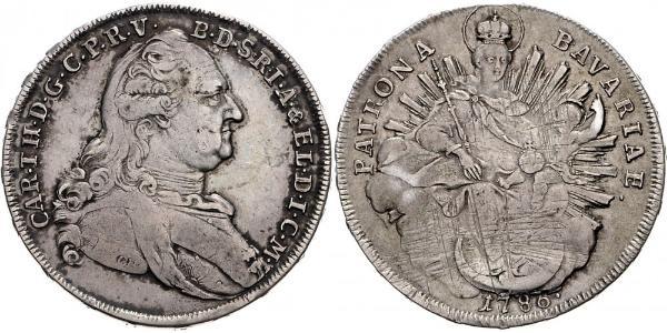 1 Thaler Elettorato di Baviera (1623 - 1806) Argento Carlo Teodoro di Baviera (1724 - 1799)