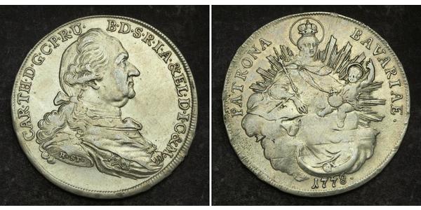 1 Thaler Elettorato di Baviera (1623 - 1806) Argento Carlo Teodoro di Baviera (1724 - 1799)