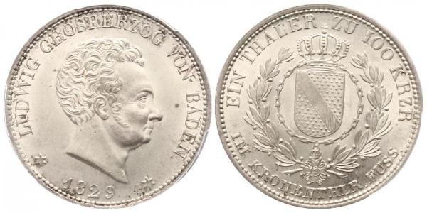 1 Thaler Grand Duchy of Baden (1806-1918) Argento Luigi I di Baden(1763 - 1830)