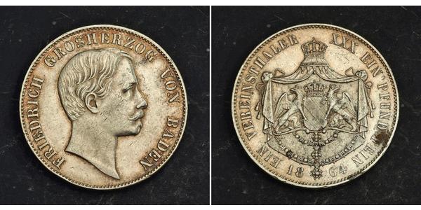 1 Thaler Grand Duchy of Baden (1806-1918) Argento Federico I di Baden (1826 - 1907)
