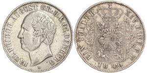 1 Thaler Grand Duchy of Oldenburg (1814 - 1918) Argento Augusto I di Oldenburg