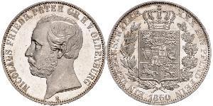 1 Thaler Grand Duchy of Oldenburg (1814 - 1918) Argento Pietro II di Oldenburg (1827 - 1900)