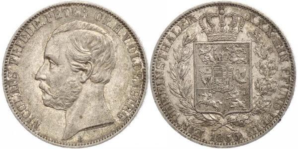 1 Thaler Grand Duchy of Oldenburg (1814 - 1918) Argento Pietro II di Oldenburg (1827 - 1900)