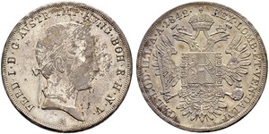 1 Thaler Impero austriaco (1804-1867) Argento Ferdinand I of Austria (1793 - 1875)