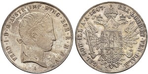 1 Thaler Impero austriaco (1804-1867) Argento Ferdinand I of Austria (1793 - 1875)