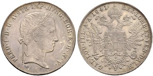 1 Thaler Impero austriaco (1804-1867) Argento Ferdinand I of Austria (1793 - 1875)