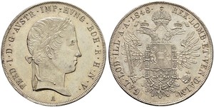 1 Thaler Impero austriaco (1804-1867) Argento Ferdinand I of Austria (1793 - 1875)