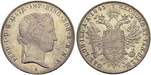 1 Thaler Impero austriaco (1804-1867) Argento Ferdinand I of Austria (1793 - 1875)