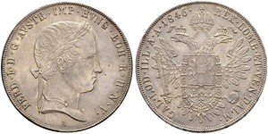 1 Thaler Impero austriaco (1804-1867) Argento Ferdinand I of Austria (1793 - 1875)