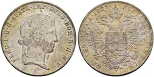 1 Thaler Impero austriaco (1804-1867) Argento Ferdinand I of Austria (1793 - 1875)