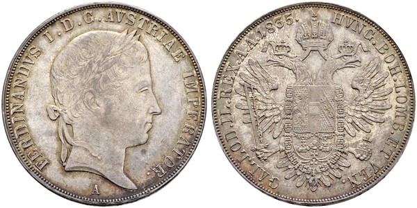 1 Thaler Impero austriaco (1804-1867) Argento Ferdinand I of Austria (1793 - 1875)