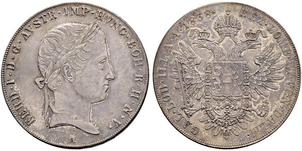 1 Thaler Impero austriaco (1804-1867) Argento Ferdinand I of Austria (1793 - 1875)