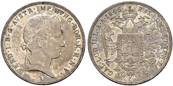 1 Thaler Impero austriaco (1804-1867) Argento Ferdinand I of Austria (1793 - 1875)