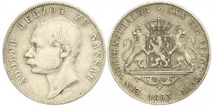 1 Thaler Nassau (stato) (1806 - 1866) Argento Adolfo di Lussemburgo