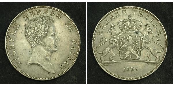 1 Thaler Nassau (stato) (1806 - 1866) Argento Guglielmo di Nassau