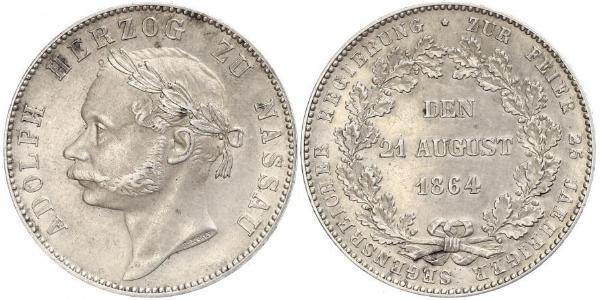 1 Thaler Nassau (stato) (1806 - 1866) Argento Adolfo di Lussemburgo