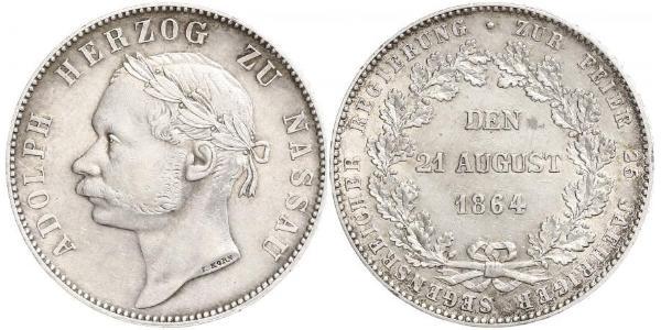 1 Thaler Nassau (stato) (1806 - 1866) Argento Adolfo di Lussemburgo